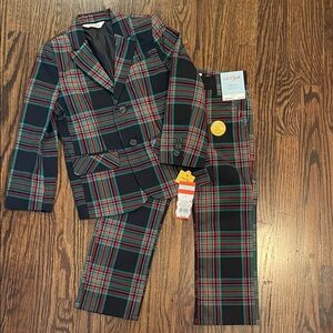 Cat & Jack Red and Green Plaid Blazer Set
